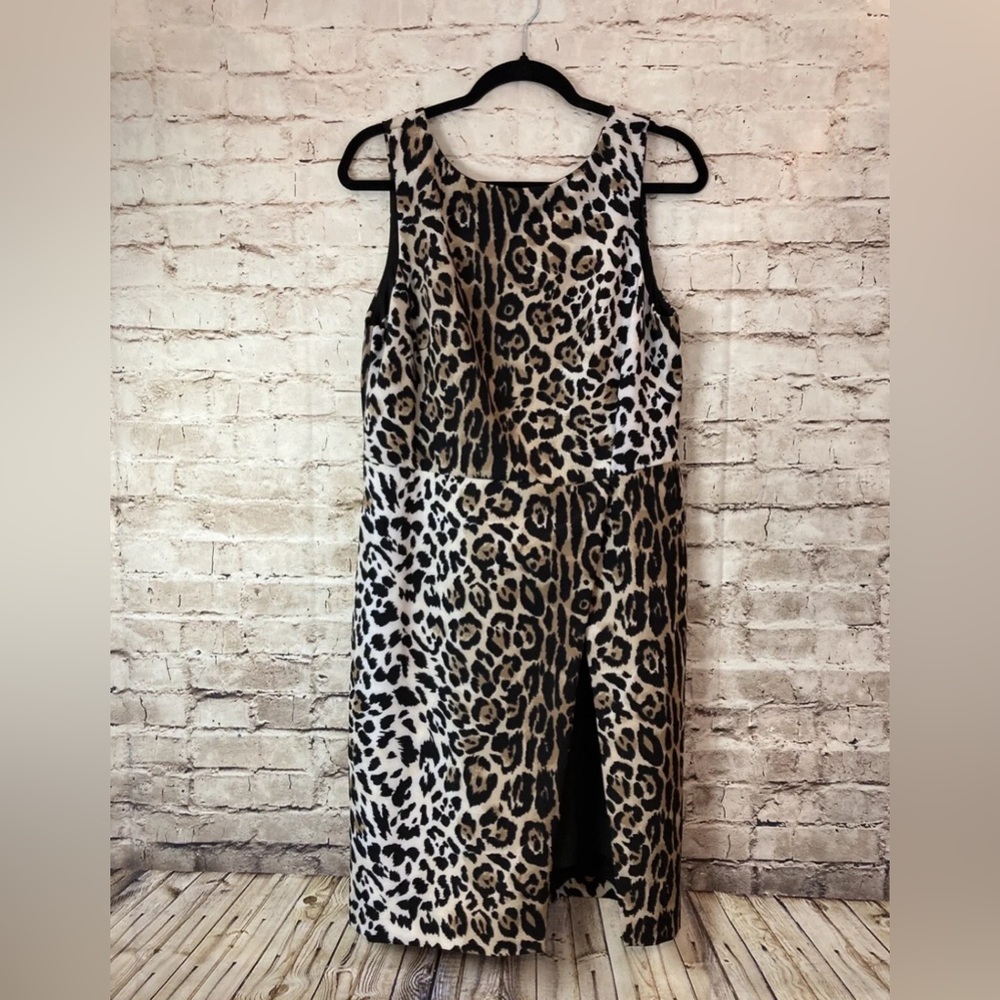Cato Women's Dress 18W Sheath Brown Animal Print